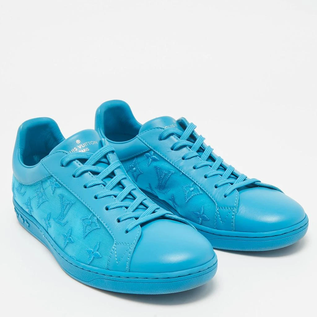 Louis Vuitton Louis Vuitton Blue Leather and Monogram Embroidered Mesh Luxembourg Sneakers Size 41 4