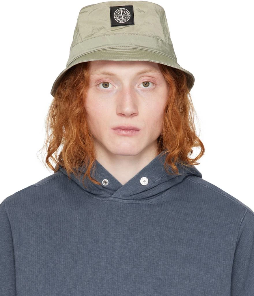 Stone Island Khaki Nylon Metal Bucket Hat 1