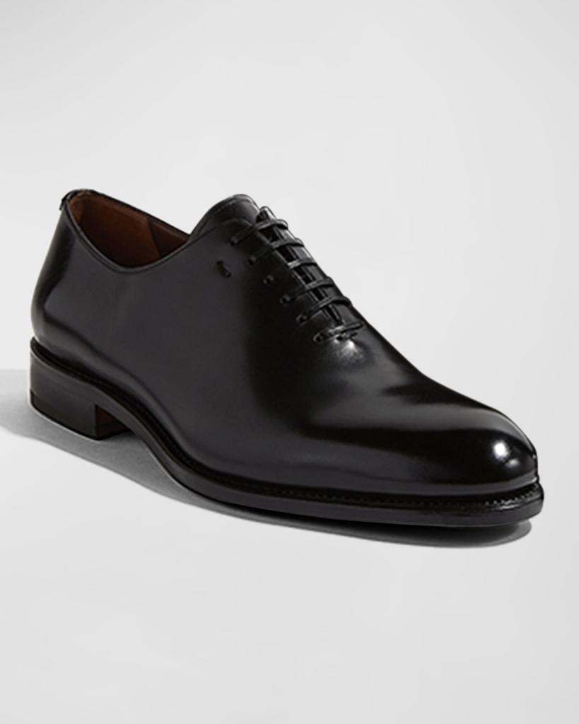 Salvatore Ferragamo Men's Angiolo Tramezza Whole-Cut Leather Lace-Up Shoes