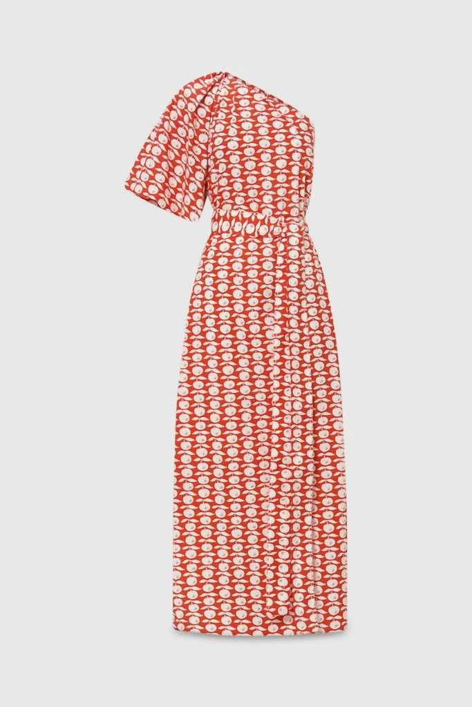 Oroton Apple Stamp One Shoulder Dress In Poppy 3