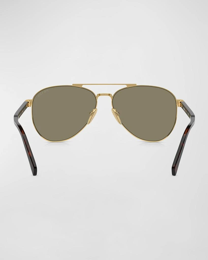 Prada Men's Double-Bridge Steel Aviator Sunglasses 4