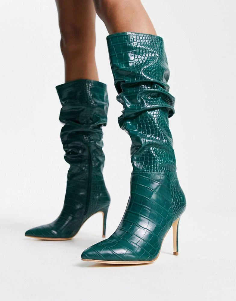 Forever New Forever New exclusive knee high boots in emerald croc 1