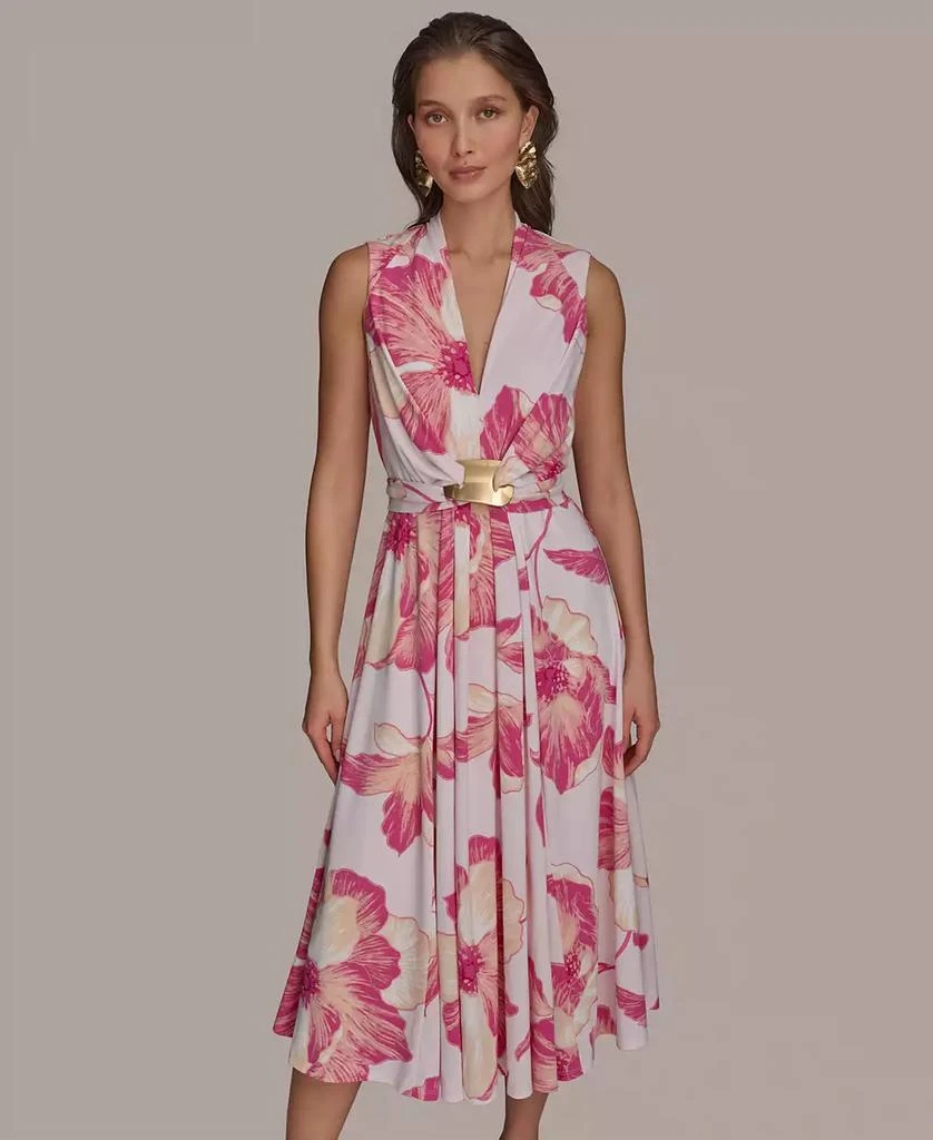 Donna Karan Petite Floral-Print Belted Midi Dress 7