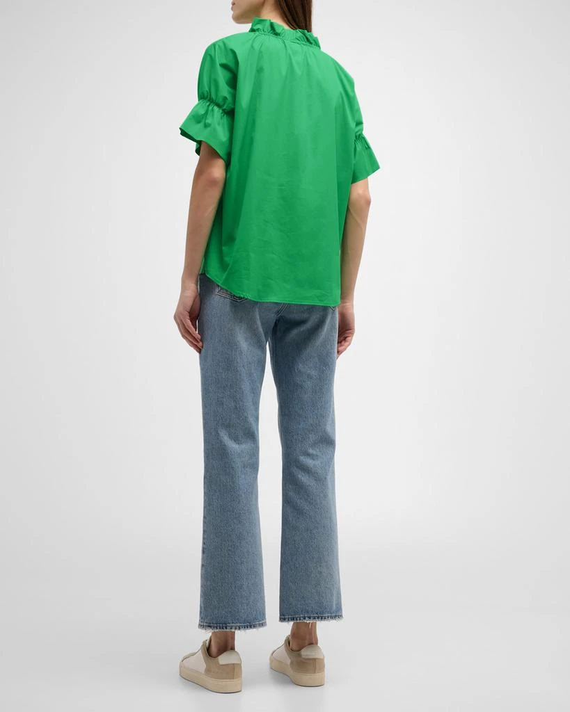 Finley Crosby Flounce Neck & Sleeve Silky Poplin Shirt 6