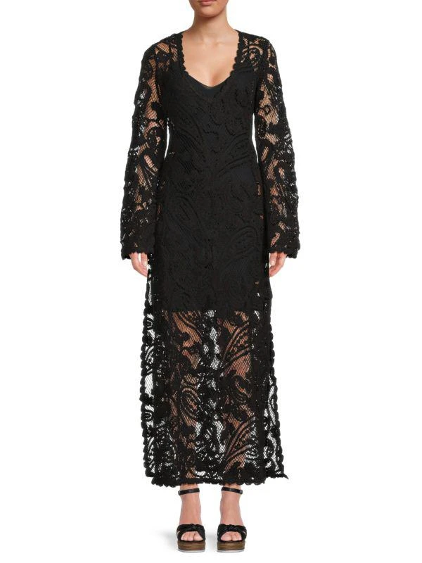 Hemant & Nandita Paisley Lace Maxi Shift Dress 1