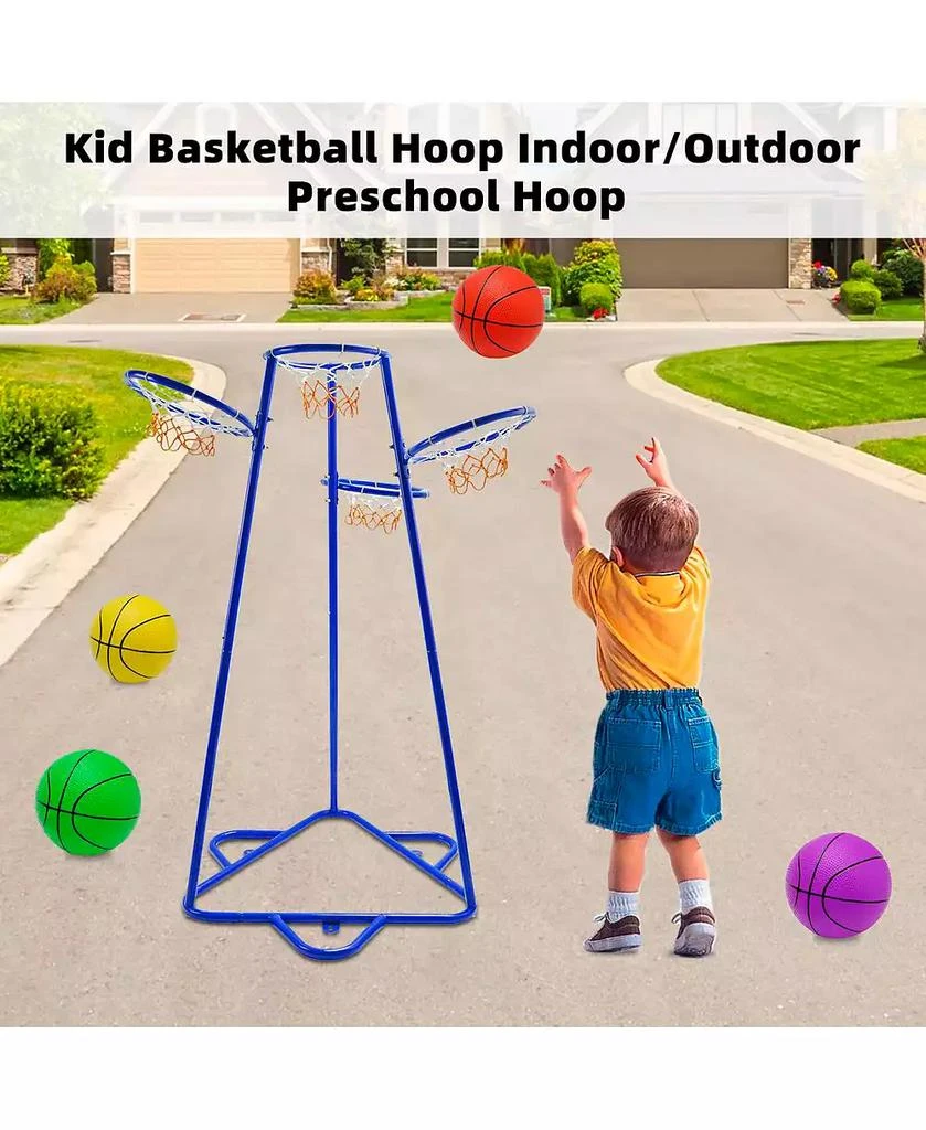 Bruce 
Shark 4-Hoop Kids Basketball Set, Multi-Height Fixed Hoops for Family 
Group Play 2