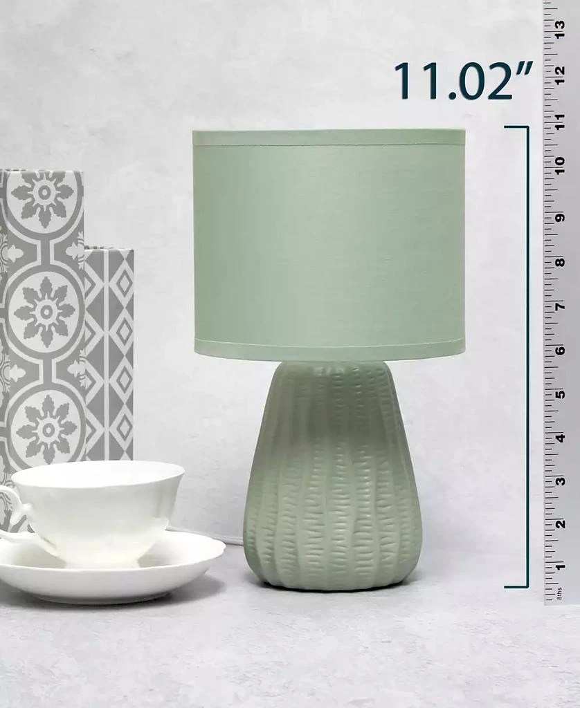 Simple Designs 11.02" Traditional Mini Modern Ceramic Texture Pastel Accent Bedside Table Desk Lamp with Matching Fabric Shade 23
