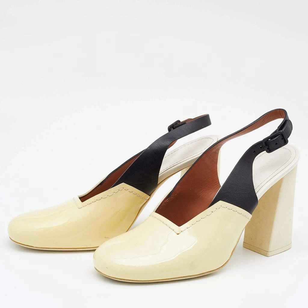 Celine Celine Cream/Black Patent And Leather Slingback Sandals Size 38 2