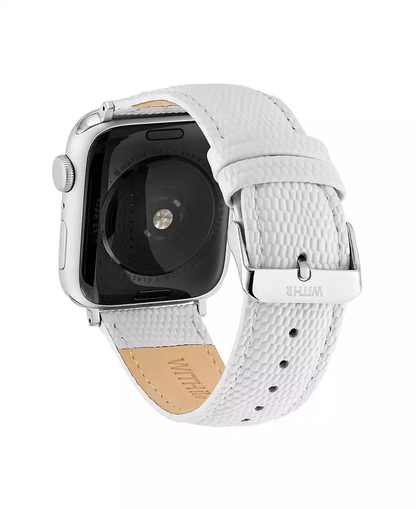 WITHit White Genuine Lizard Grain Leather Band designed for Apple Watch® 42mm (Series 1-3 only) & 44/45/46/49mm (Ultra & Ultra 2)