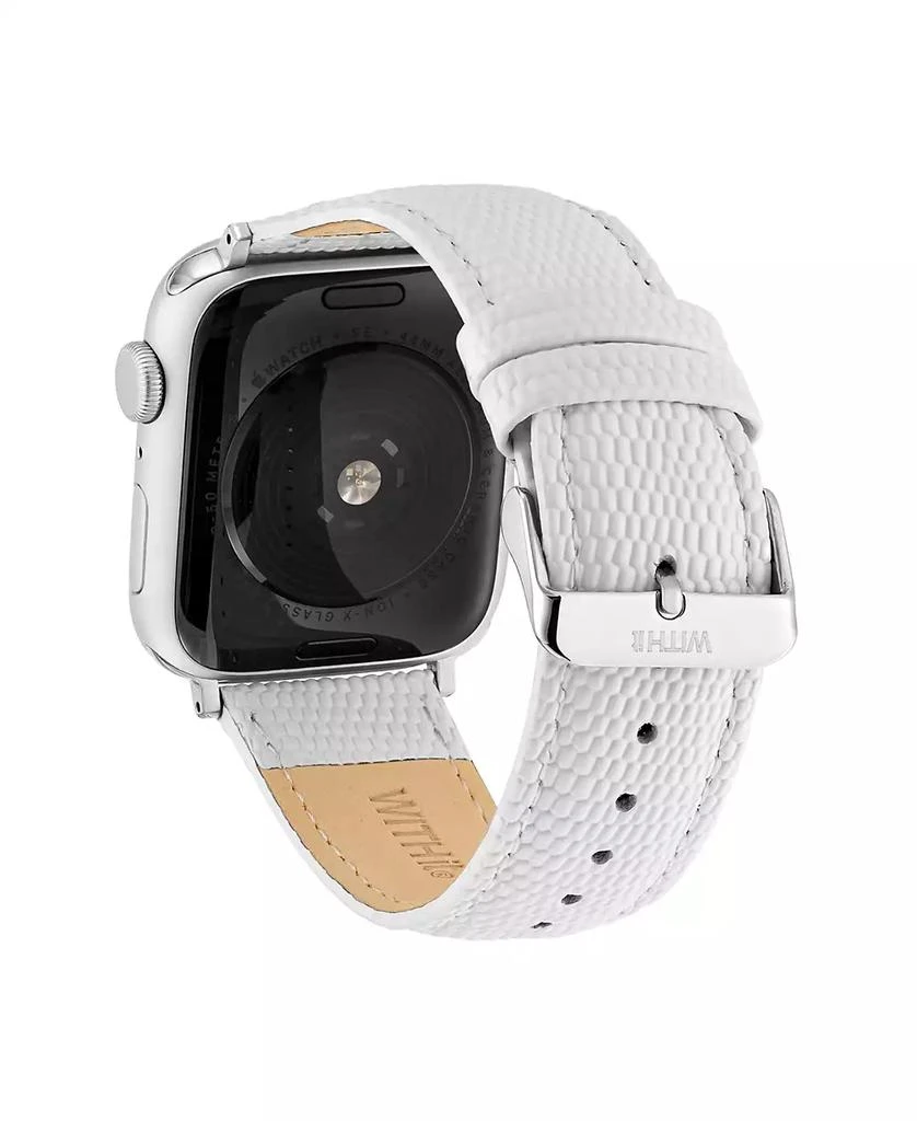 WITHit White Genuine Lizard Grain Leather Band designed for Apple Watch® 42mm (Series 1-3 only) & 44/45/46/49mm (Ultra & Ultra 2) 2
