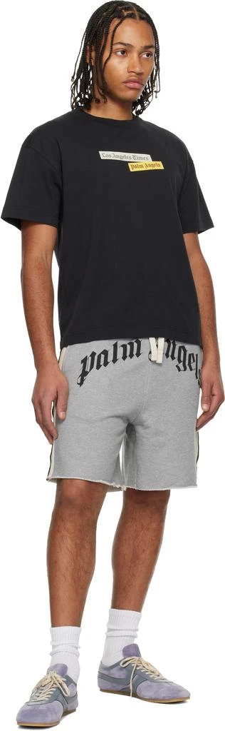 Palm Angels Gray Curved Logo Track Sweat Shorts 4
