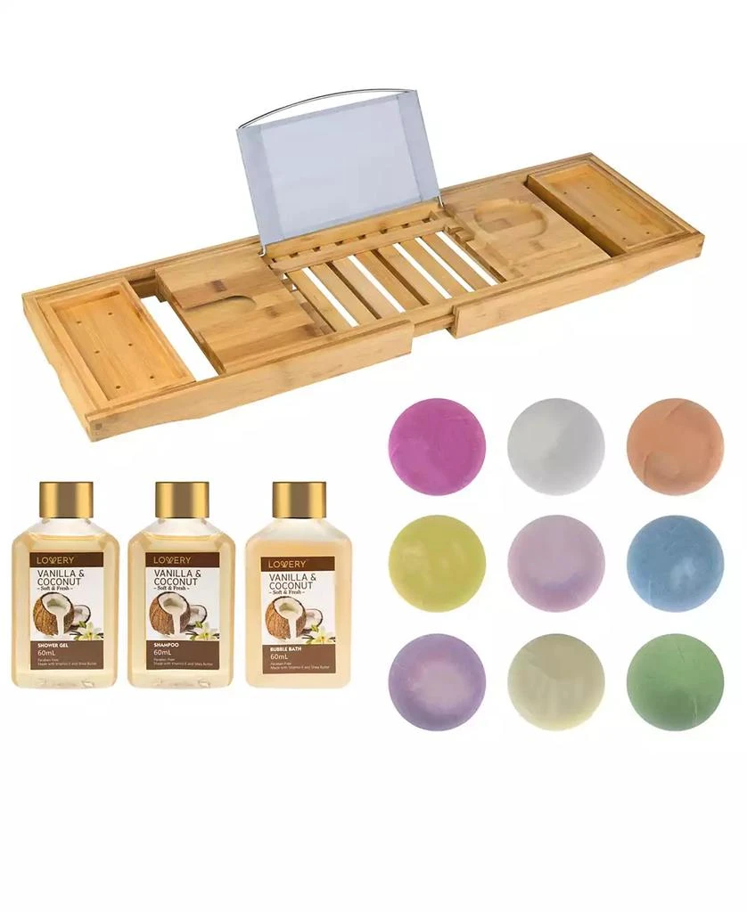 Lovery Vanilla Coconut Bathtub Caddy Gift Set, 13 Piece 2