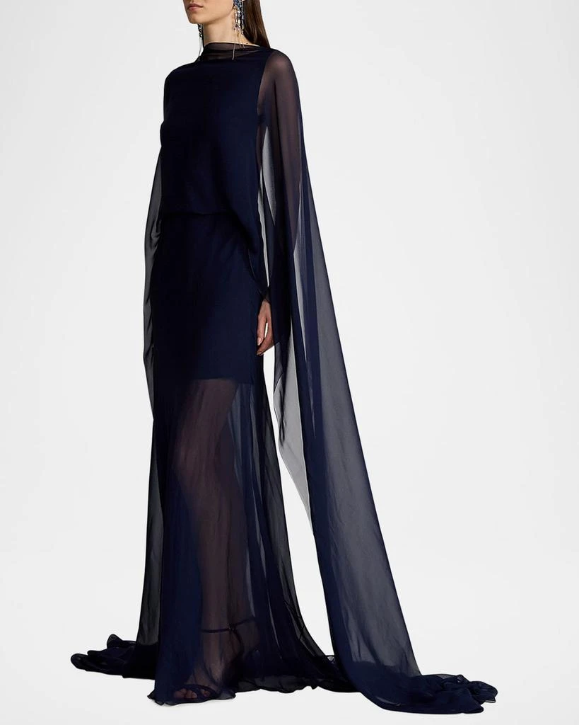 Ralph Lauren Dylon Washed Chiffon Scarf Evening Dress 5