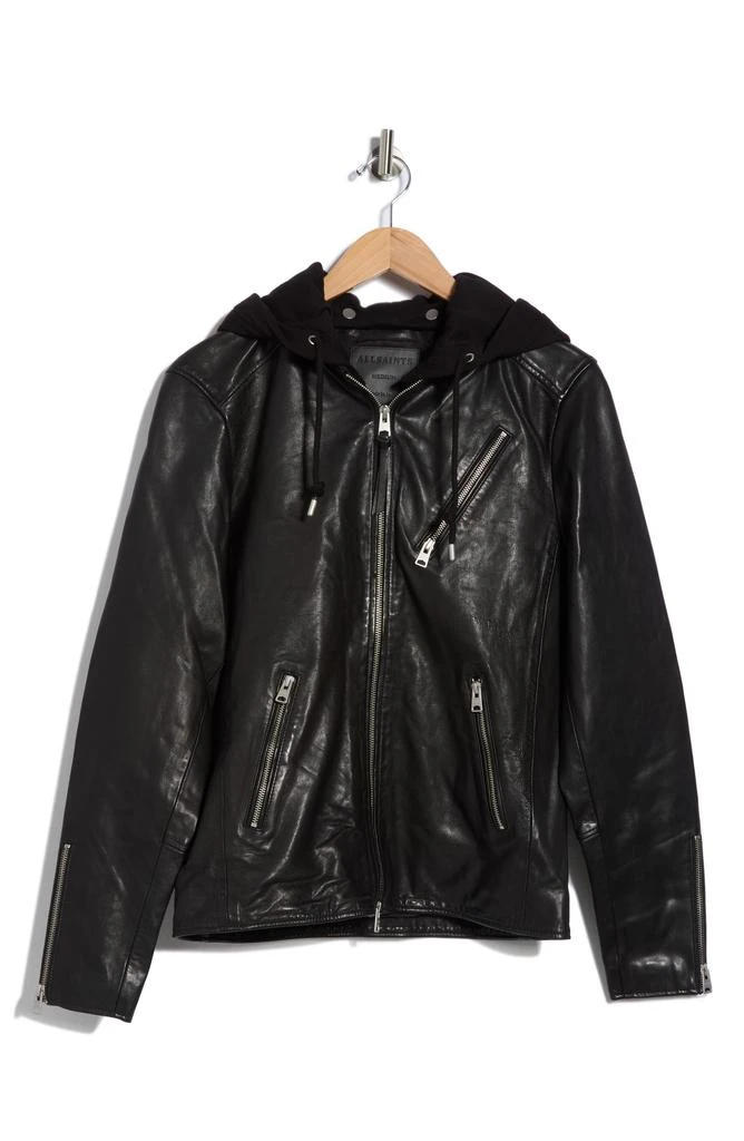 ALL SAINTS Harwood Hooded Leather Jacket 3