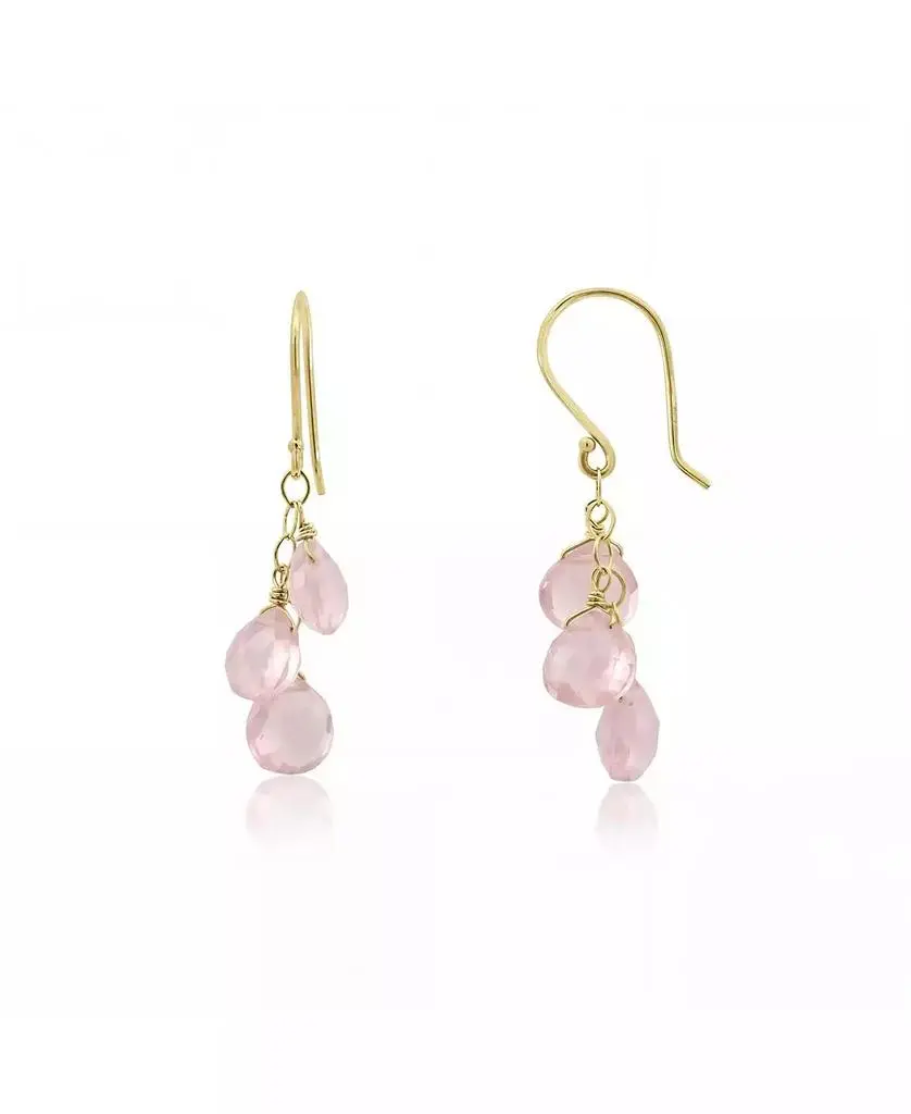 The Lovery Rose Quartz Bead Dangle Earrings 14K