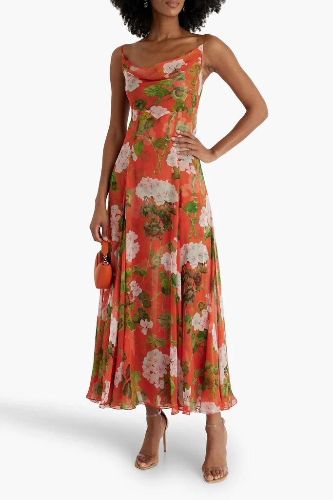 Oscar de la Renta Draped floral-print silk-chiffon maxi dress 2