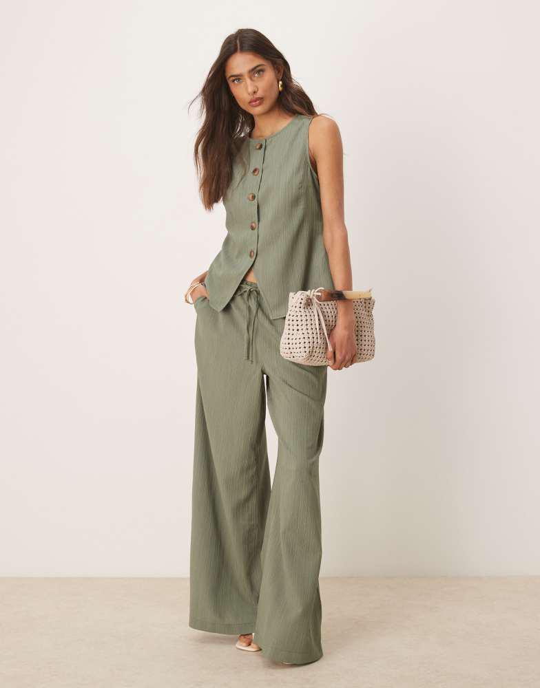 ASOS ASOS DESIGN crinkle palazzo trousers co-ord in olive