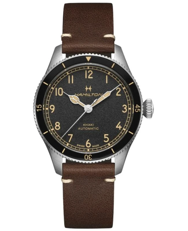 Hamilton Hamilton Khaki Aviation Pilot Pioneer Auto Black Dial Leather Strap Men's Watch H76205530 1