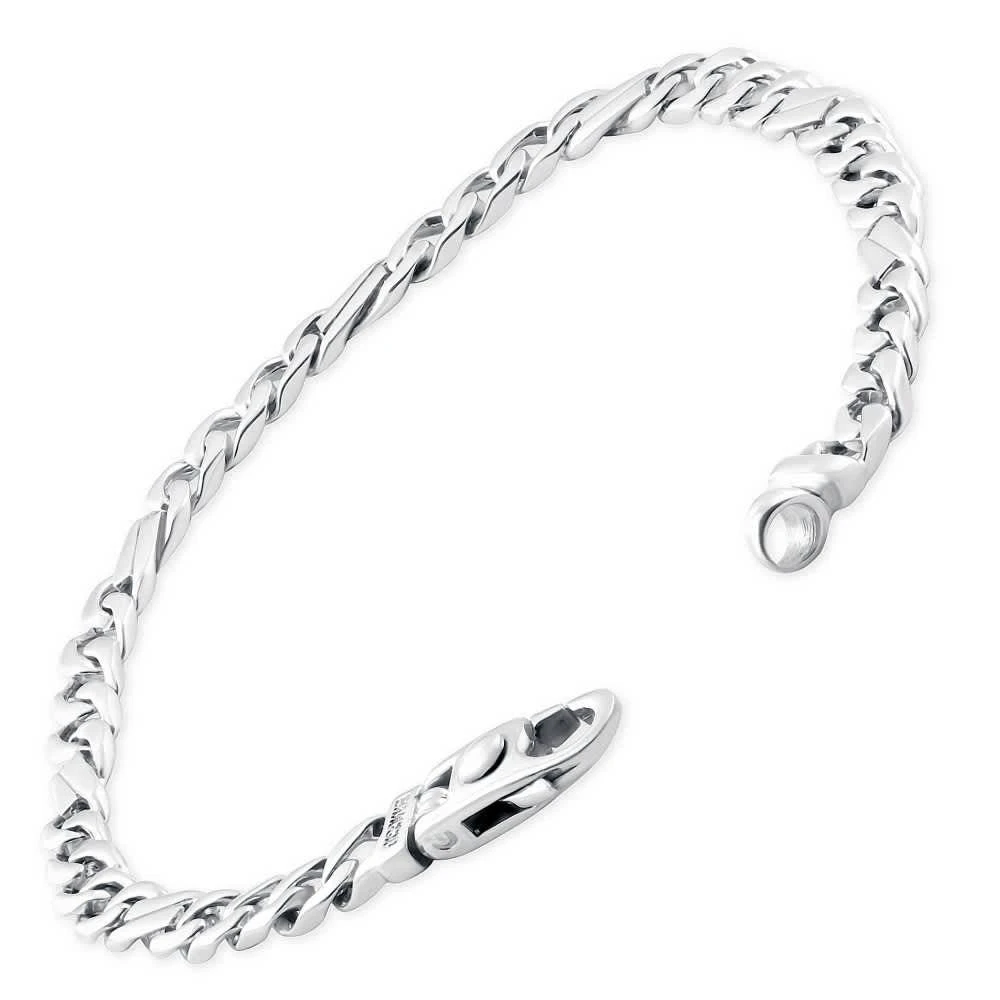 Pompeii3 Men
s Figaro Link 14k Gold (19gram) or Platinum (30gram) 5.5mm Bracelet 8" 2