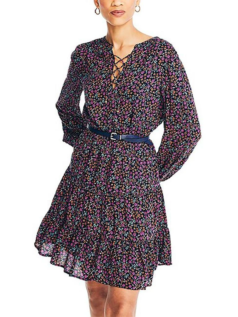 Nautica Womens Floral Tiered Mini Dress 1