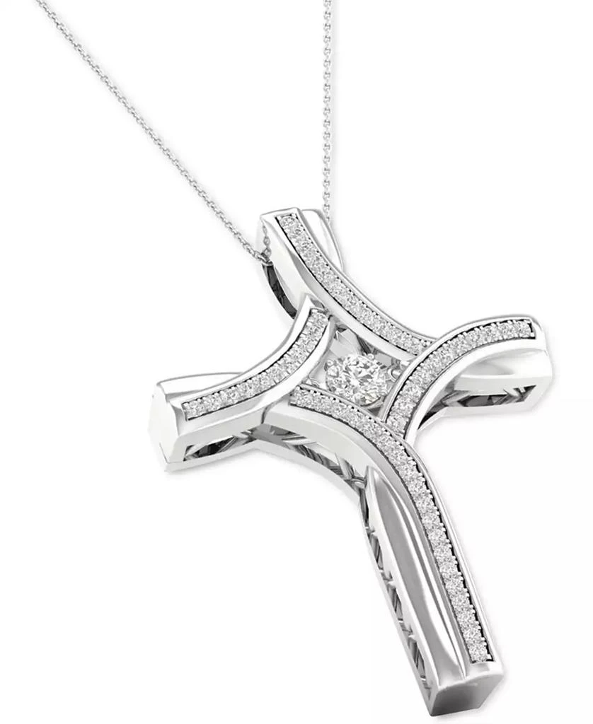 Macy's Twinkling Diamond Star Diamond Cross 18' Pendant Necklace (1/5 ct. t.w.) in 10k White Gold 3