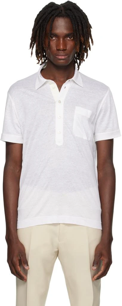Tom Ford White Silk 
Linen Polo 1