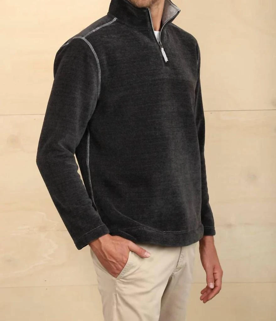 True Grit Apres Lux Chenille & Sherpa 1/4 Zip Pullover In Charcoal 3