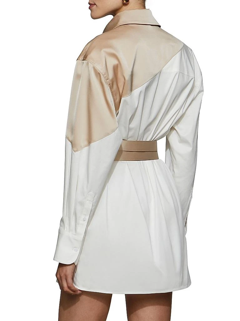 ET OCHS Halle Poplin & Satin Belted Shirt Dress 5