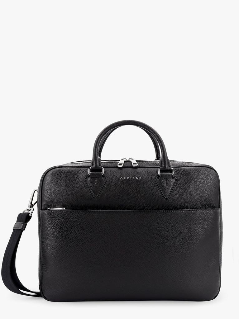 ORCIANI Leather briefcase with frontal logo