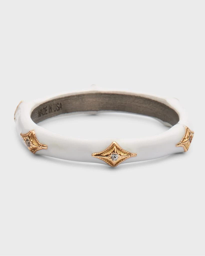 Armenta New World White Enamel Diamond Crivelli Stack Ring 1