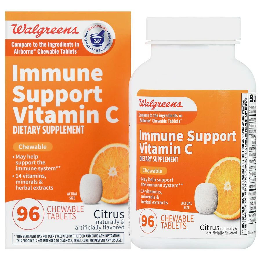 Walgreens Immune Support Vitamin C Chewable Tablets Citrus 1