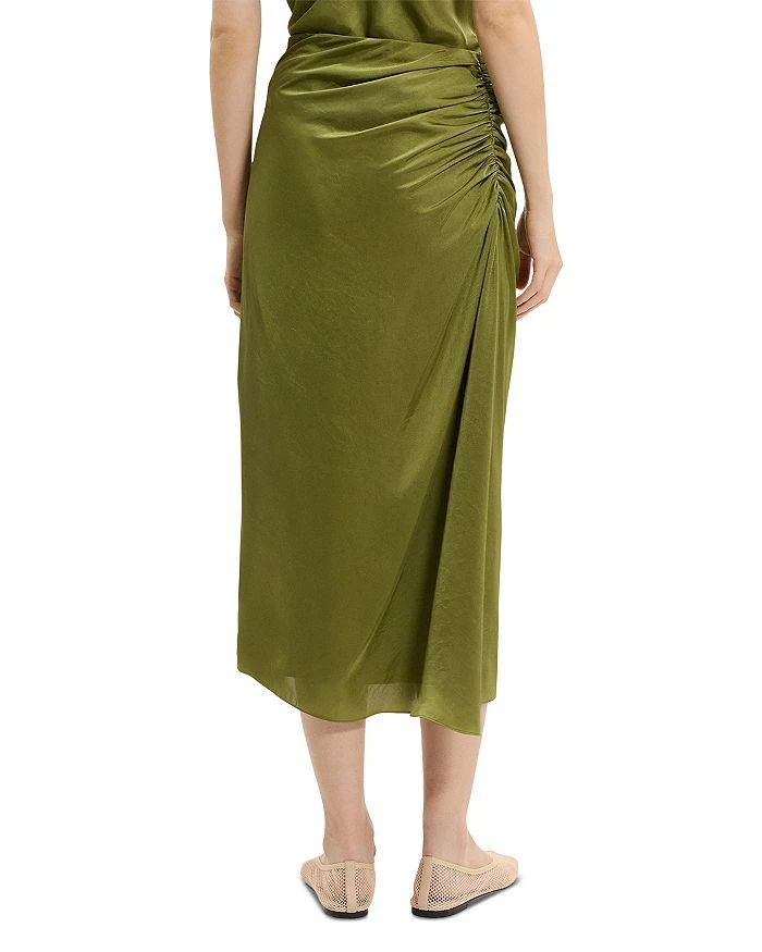 Theory Ruched Midi Skirt in Crushed Satin 3
