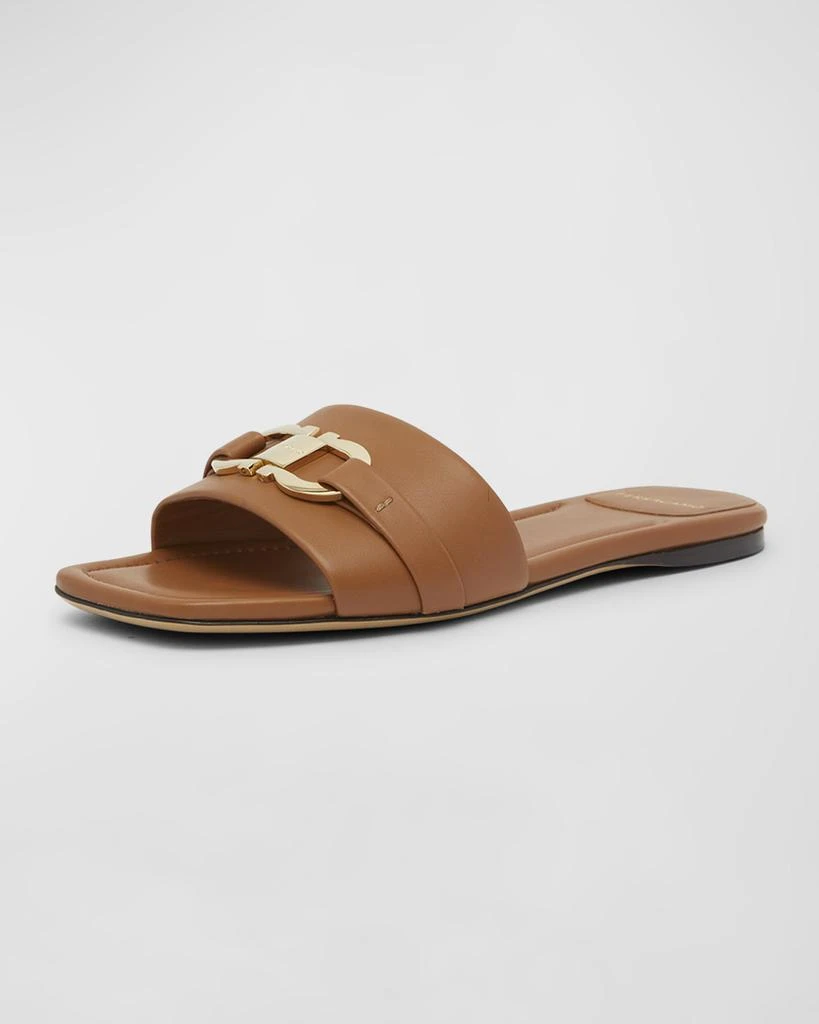 Salvatore Ferragamo Leah Gancini Bit Leather Slide Sandals 2