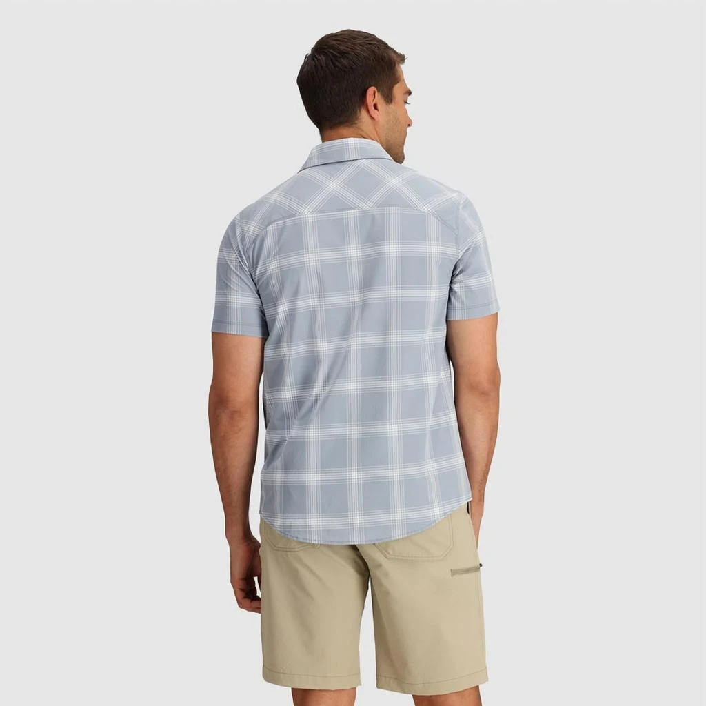 Outdoor Research Men's Astroman Short Sleeve Sun Shirt In Lead Plaid 3