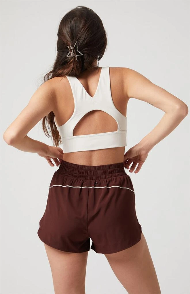PAC 1980 Active Brown Piping Dolphin Hem Track Shorts 5