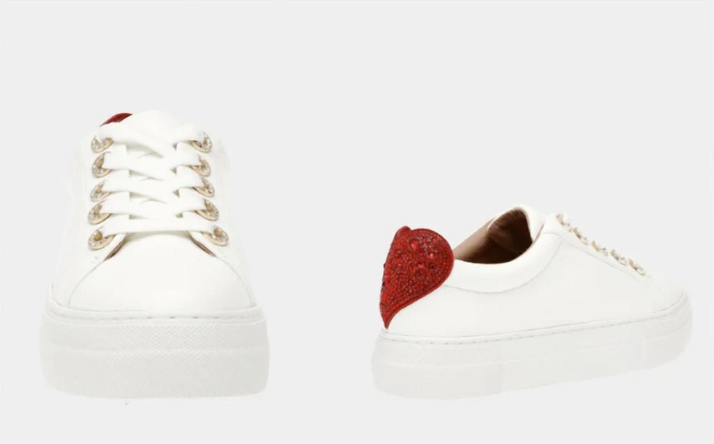 Betsey Johnson Presley Heart Sneakers In White/red 2