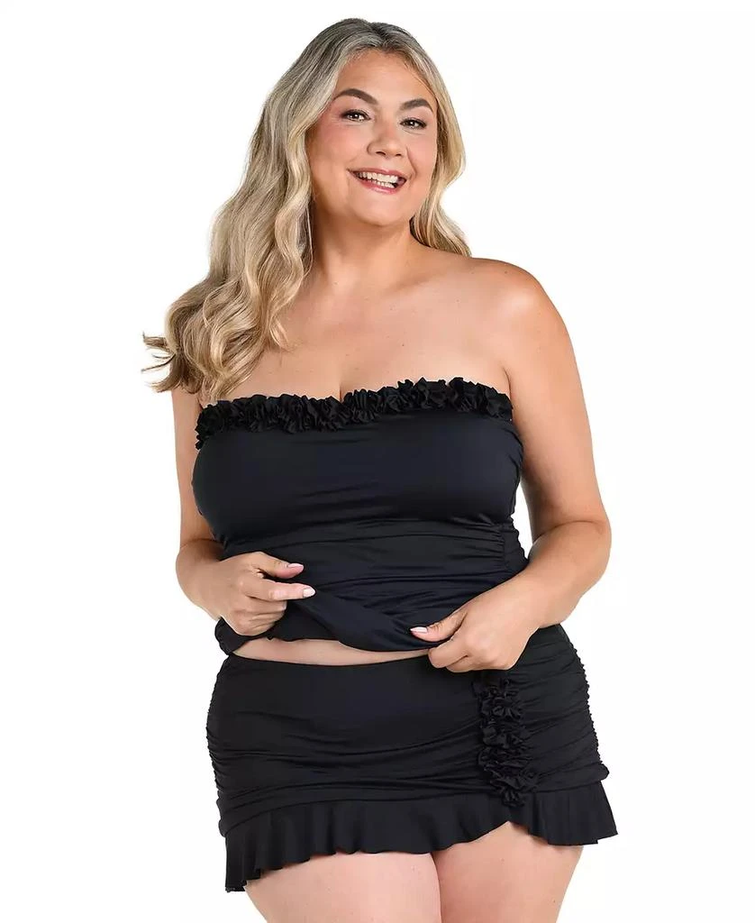 La Blanca Plus Size Island Goddess Ruffle Bandeau Tankini Swim Top 2