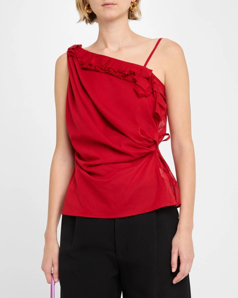 Dries Van Noten Ciska Ruffle One-Shoulder Wrap Shirt 4