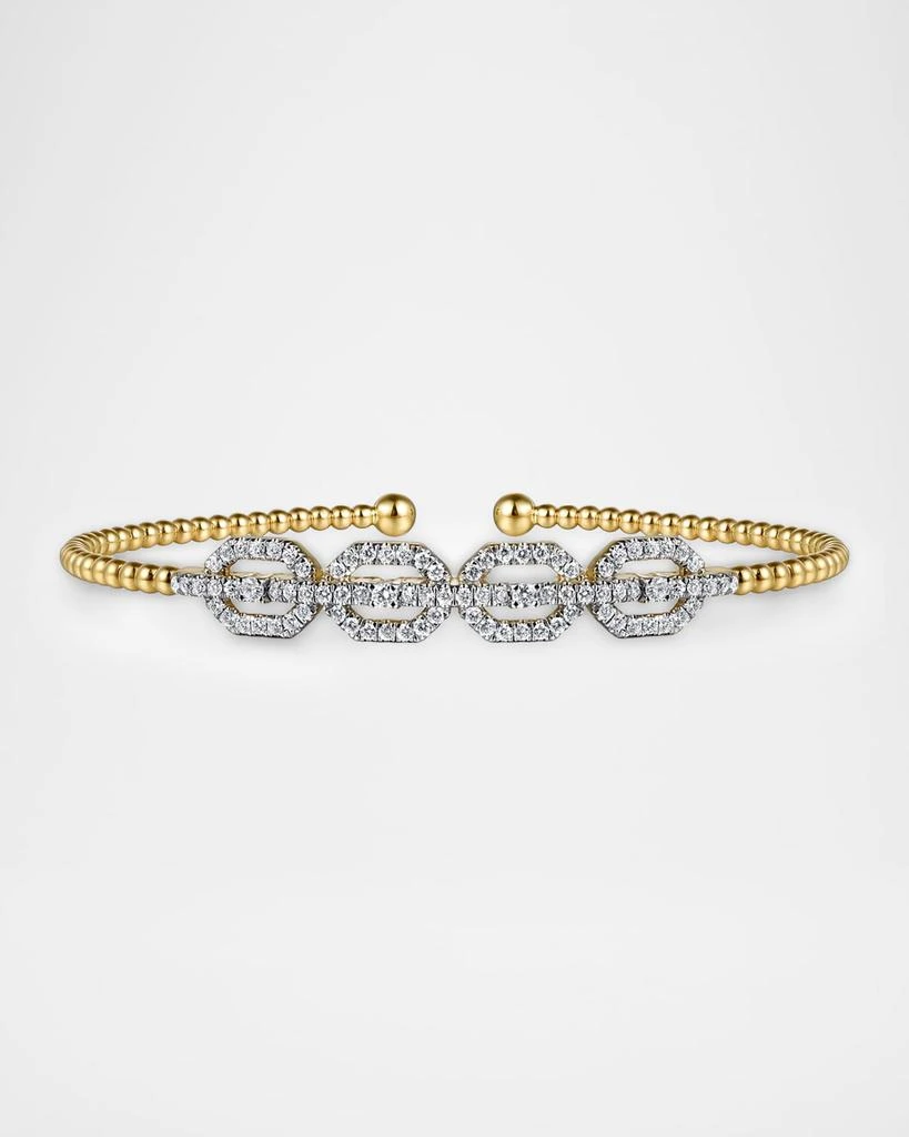 Gabriel 
Co 14K Yellow Gold Bujukan Bead Cuff Bracelet with Diamond Pave Links