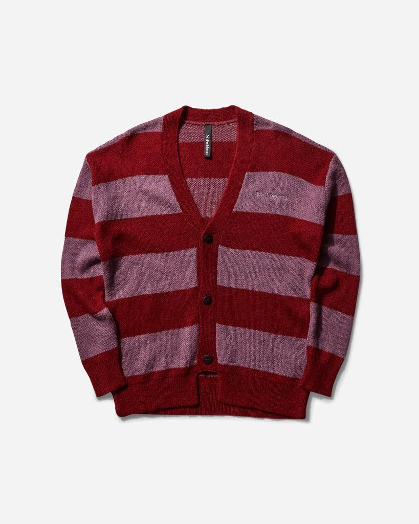 No Problemo Men's Striped Mohair Oversized Cardigan Burgundy 1