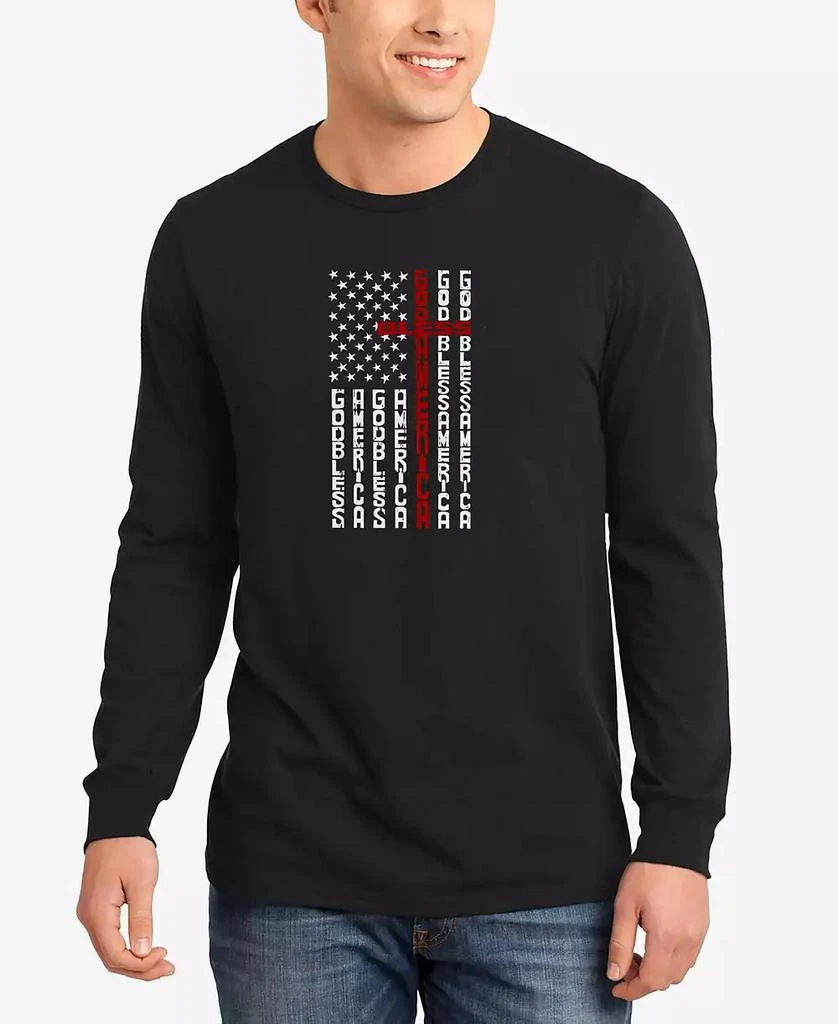LA Pop Art Men's Cross Flag Word Art Long Sleeve T-Shirt 1