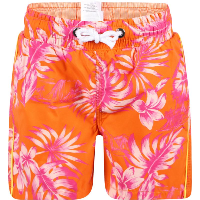 BANANA MOON Tropical leaves drawstring swimming trunks in orange