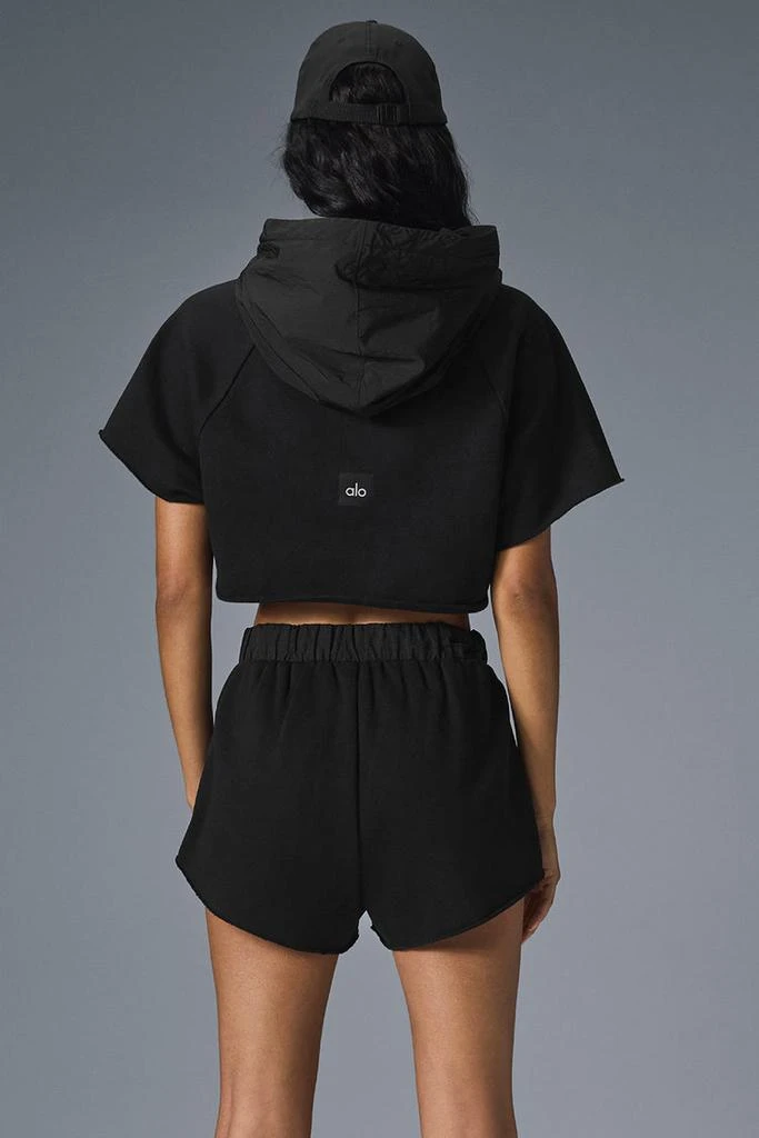 Alo Cropped In The Air Short Sleeve Hoodie - Black 3