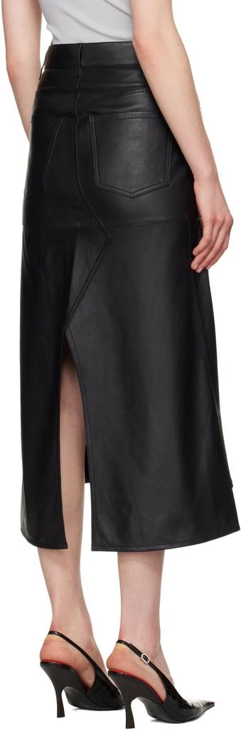 Victoria Beckham Black Panelled Flare Leather Midi Skirt 3