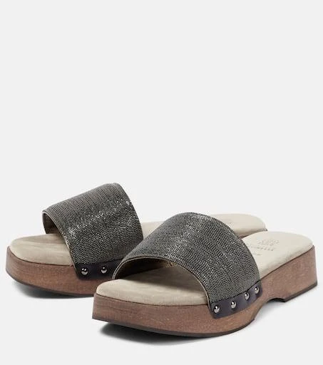 Brunello Cucinelli Embellished clog slides 5