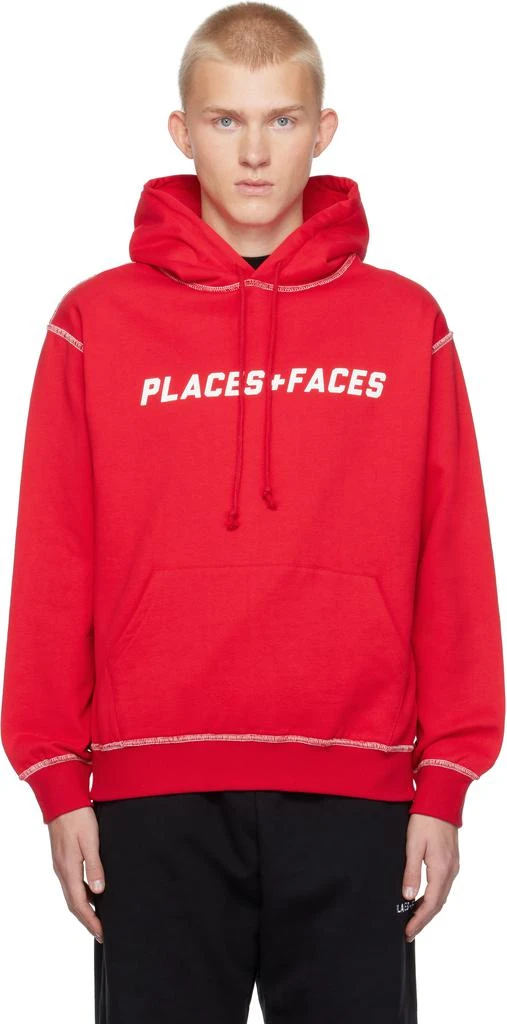 PLACES+FACES Red Contrast Stitch Hoodie 1