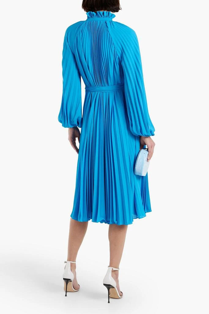 Monique Lhuillier Pleated belted crepe midi dress 3