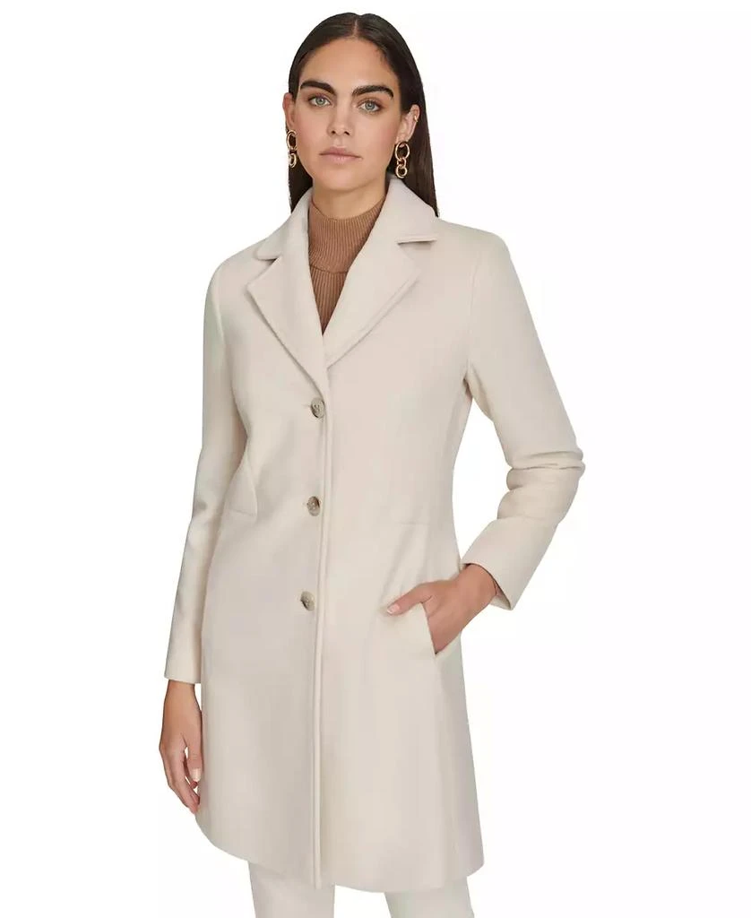 Calvin Klein Womens Single-Breasted Wool Blend Coat 1