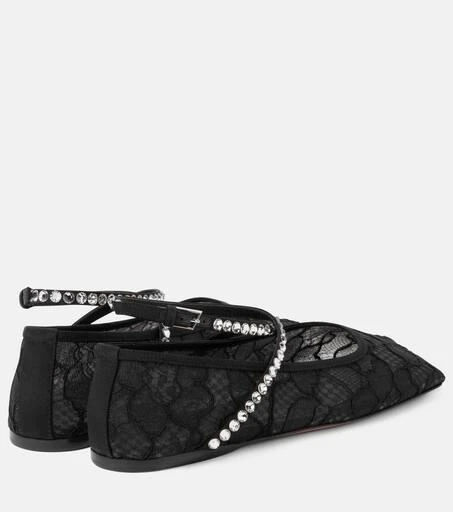 Amina Muaddi Ane embellished lace ballet flats 2