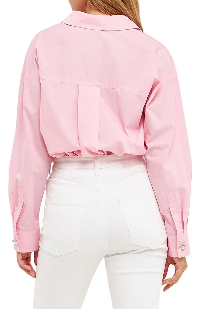 English Factory Imitation Pearl Button-Up Cotton Shirt 2